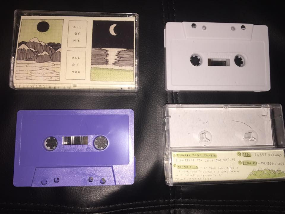 Flowers Taped To Pens / Bread Club / Beds / Skull Kid – Split Cassette Gray