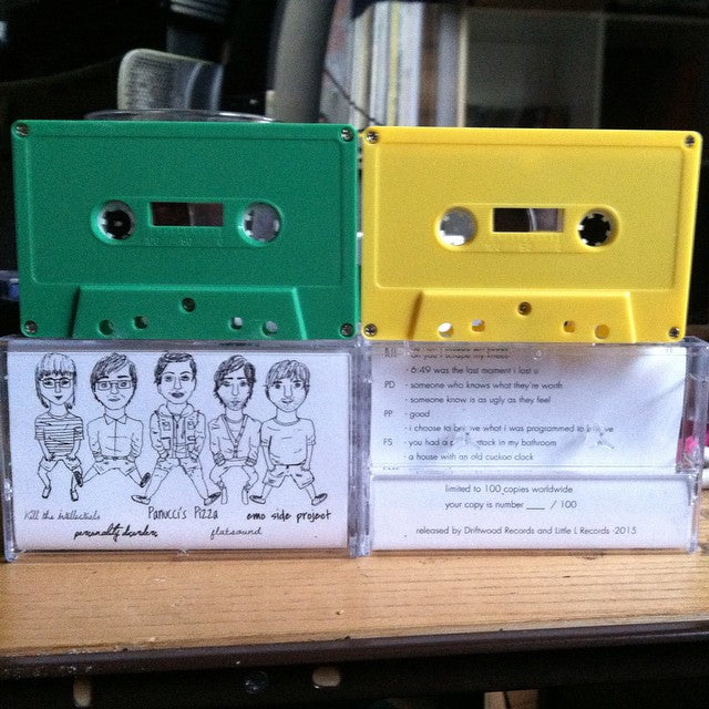Kill The Intellectuals / Personality Disorders / Panucci's Pizza / Flatsound / Emo Side Project split Cassette Tape Yellow