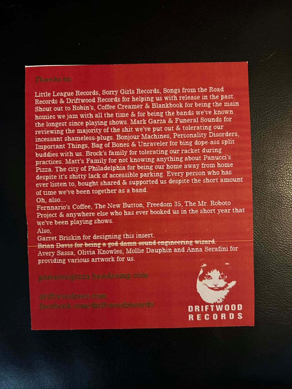 Panucci's Pizza – Songs For Ghosts To Thrash To 7" Lathe Record